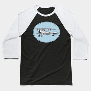 Old biplane in grunge circle Baseball T-Shirt